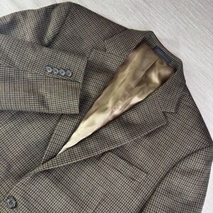 Lauren Ralph Lauren‎ Men's Wool Houndstooth Blazer Sport Coat 42L Brown Green